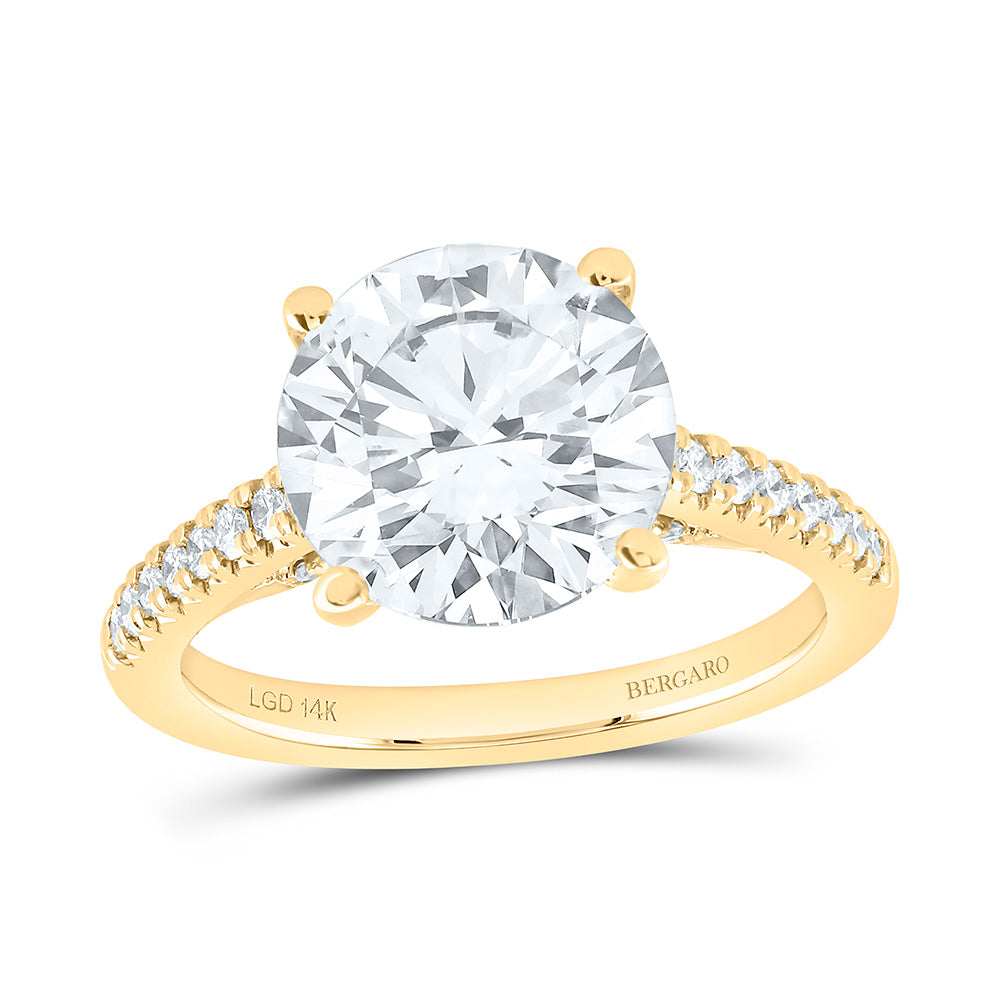 14K Yellow Or White Gold 4 1/3 Cttw Lab Grown Diamond 4 Cttw Center Round Engagement Ring