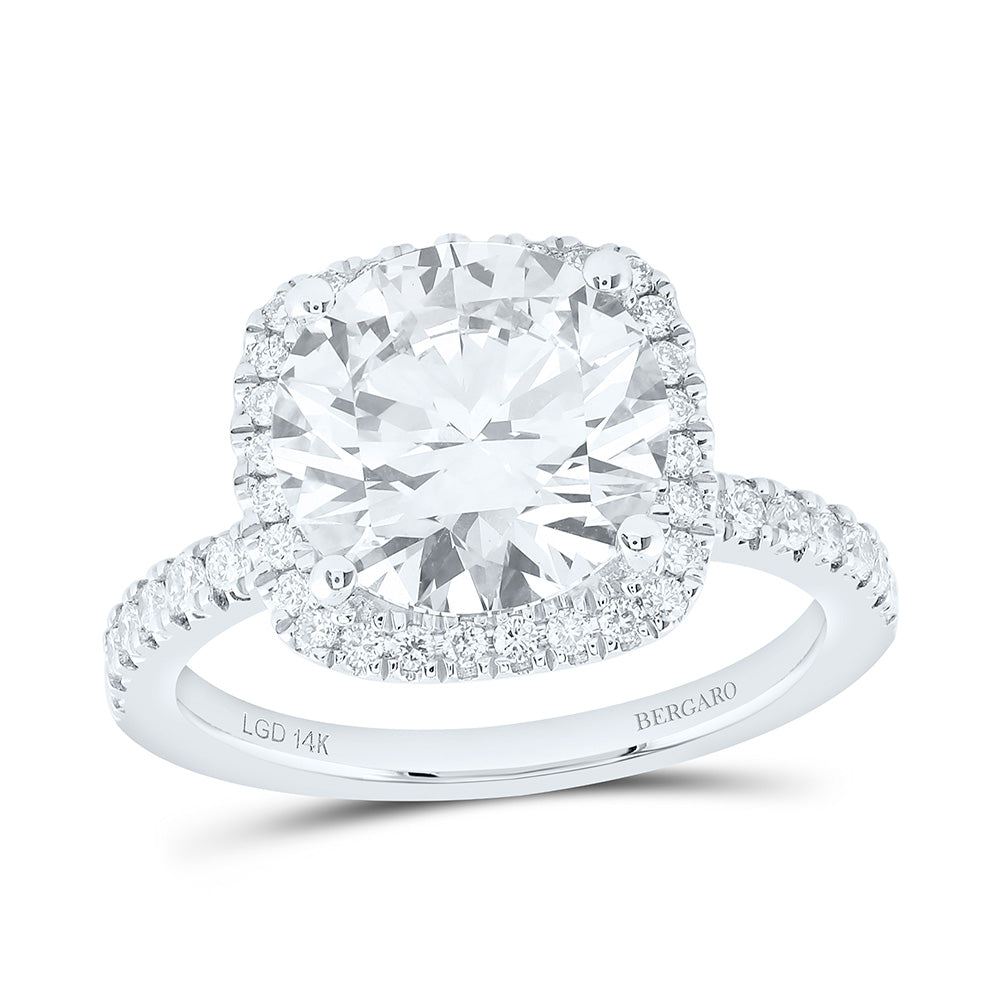 14K Yellow Or White Gold 4 1/2 Cttw Lab Grown Diamond 4 Cttw Center Round Engagement Ring