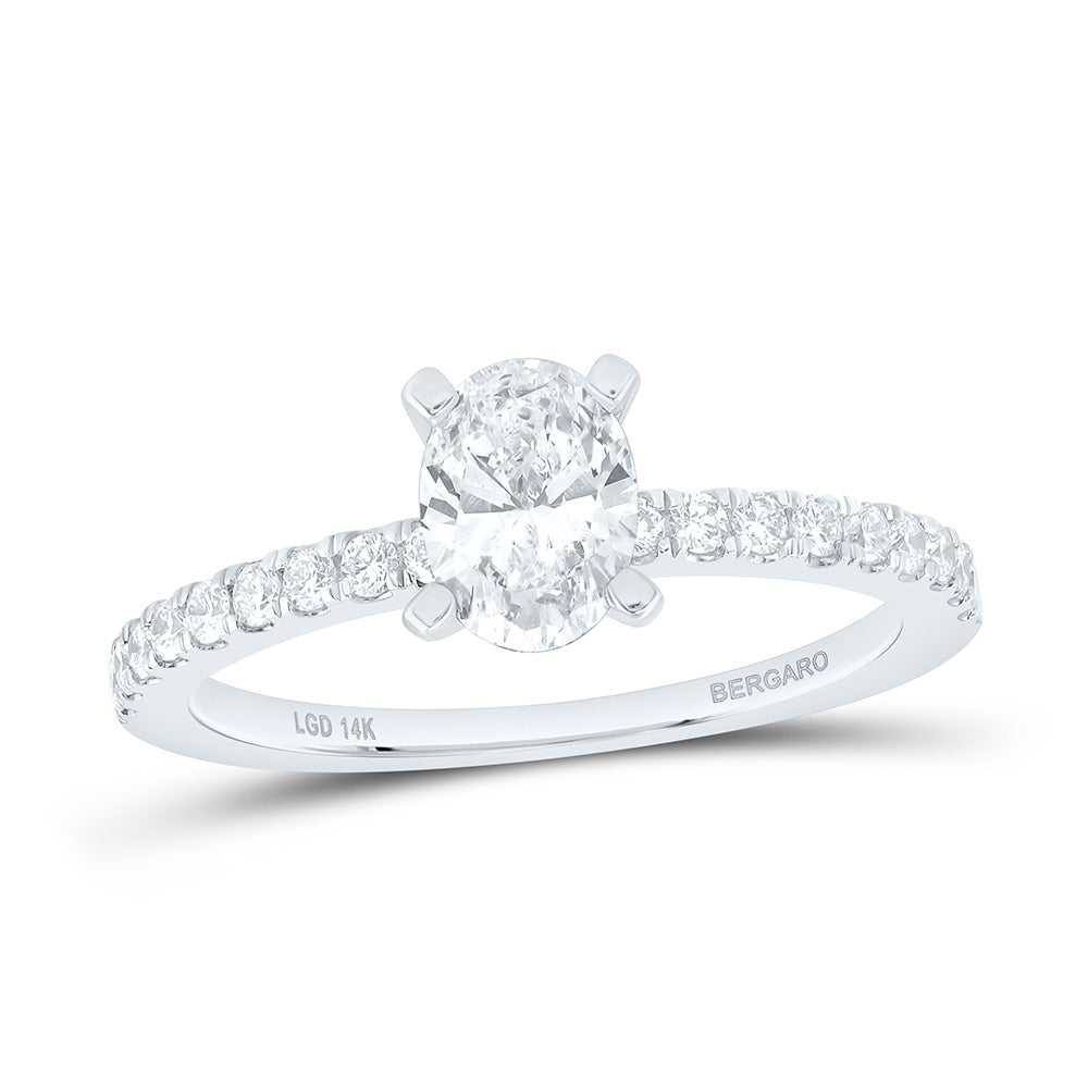 14K Yellow Or White Gold 1 Cttw Lab Grown Diamond 3/4 Cttw Center Oval Engagement Ring