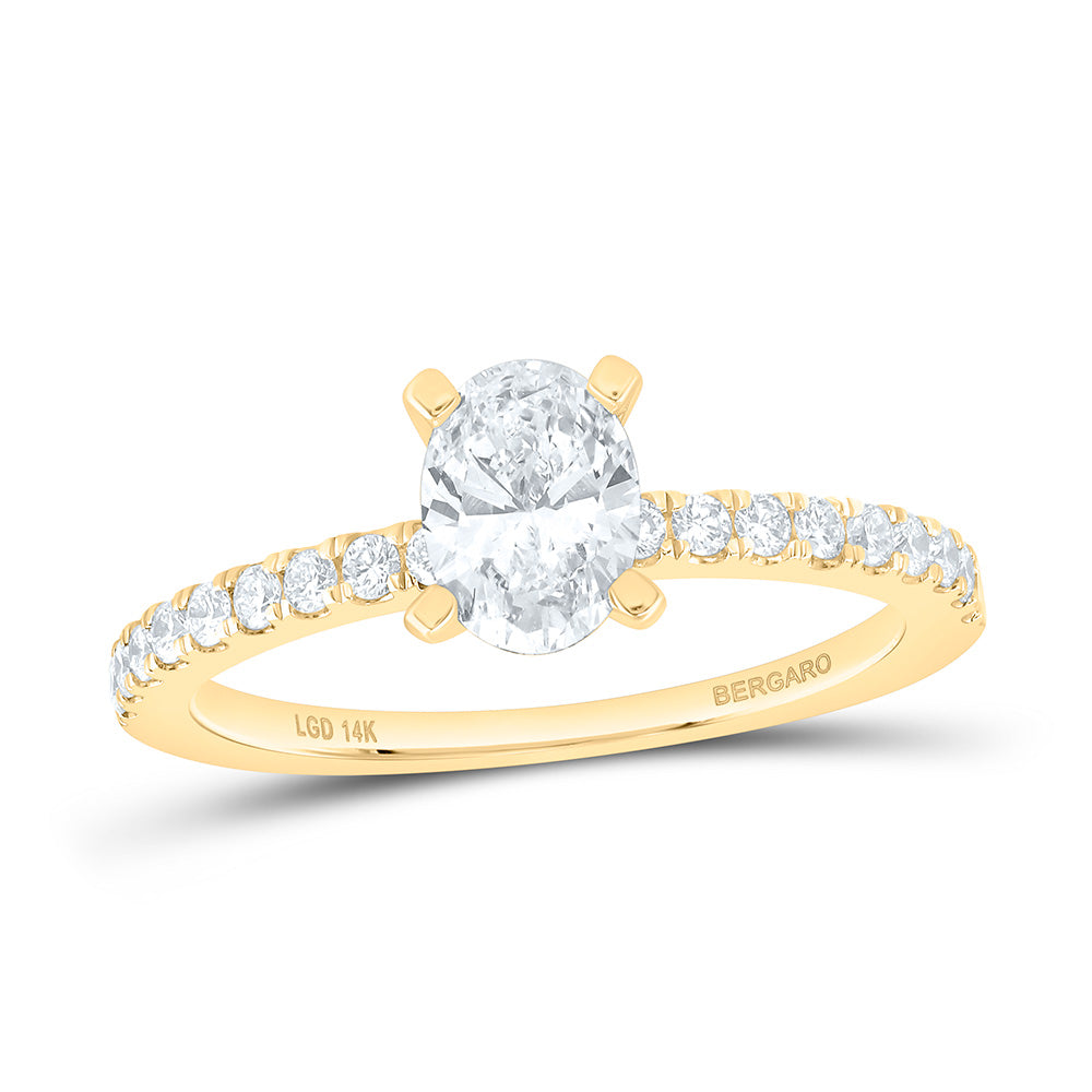 14K Yellow Or White Gold 1 Cttw Lab Grown Diamond 3/4 Cttw Center Oval Engagement Ring