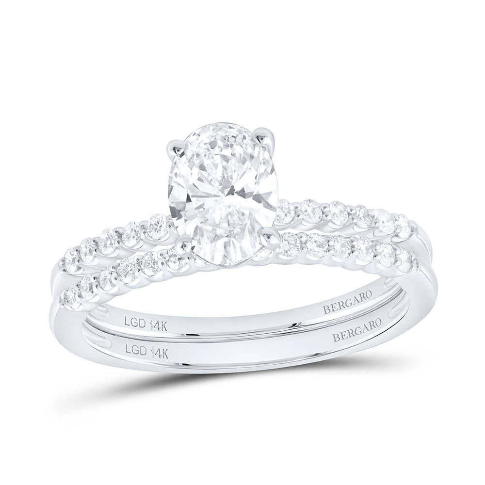 14K Yellow Or White Gold 1 1/4 Cttw Lab Grown Diamond 1 Cttw Center Oval Bridal Set