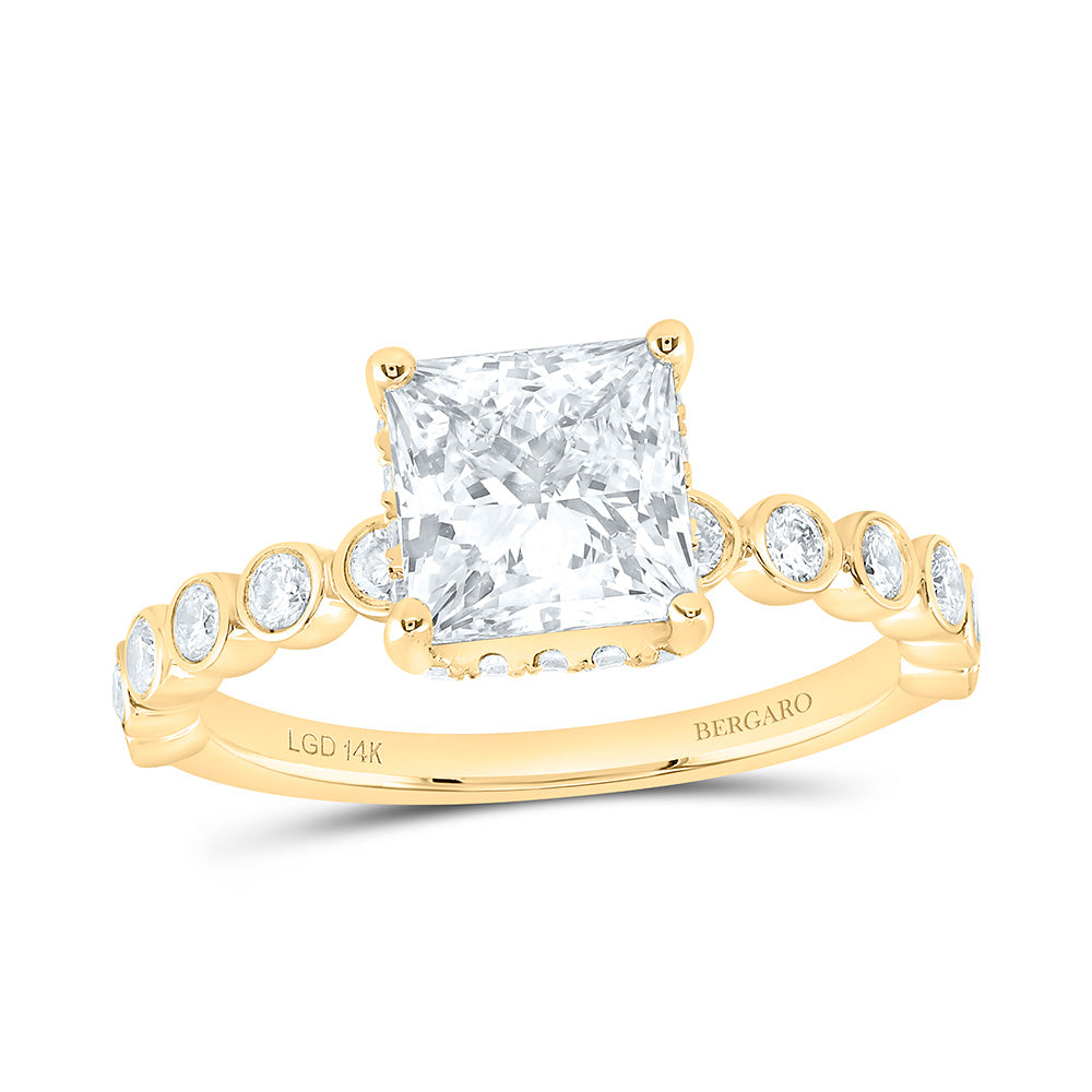 14K Yellow Or White Gold 2 1/2 Cttw Lab Grown Diamond 2 Cttw Center Princess Engagement Ring