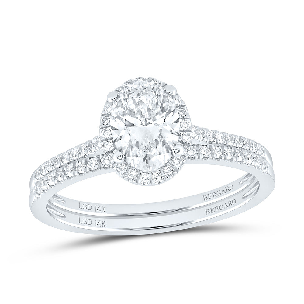 14K Yellow Or White Gold 1 1/4 Cttw Lab Grown Diamond 1 Cttw Center Oval Bridal Set