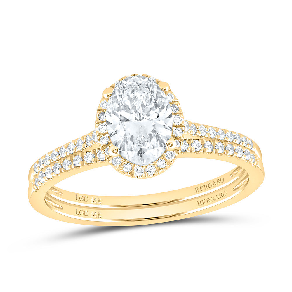 14K Yellow Or White Gold 1 1/4 Cttw Lab Grown Diamond 1 Cttw Center Oval Bridal Set