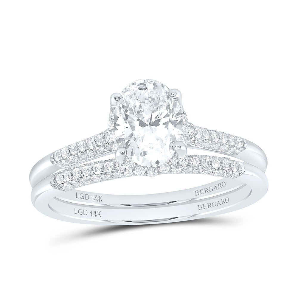 14K Yellow Or White Gold 1 1/3 Cttw Lab Grown Diamond 1 Cttw Center Oval Bridal Set