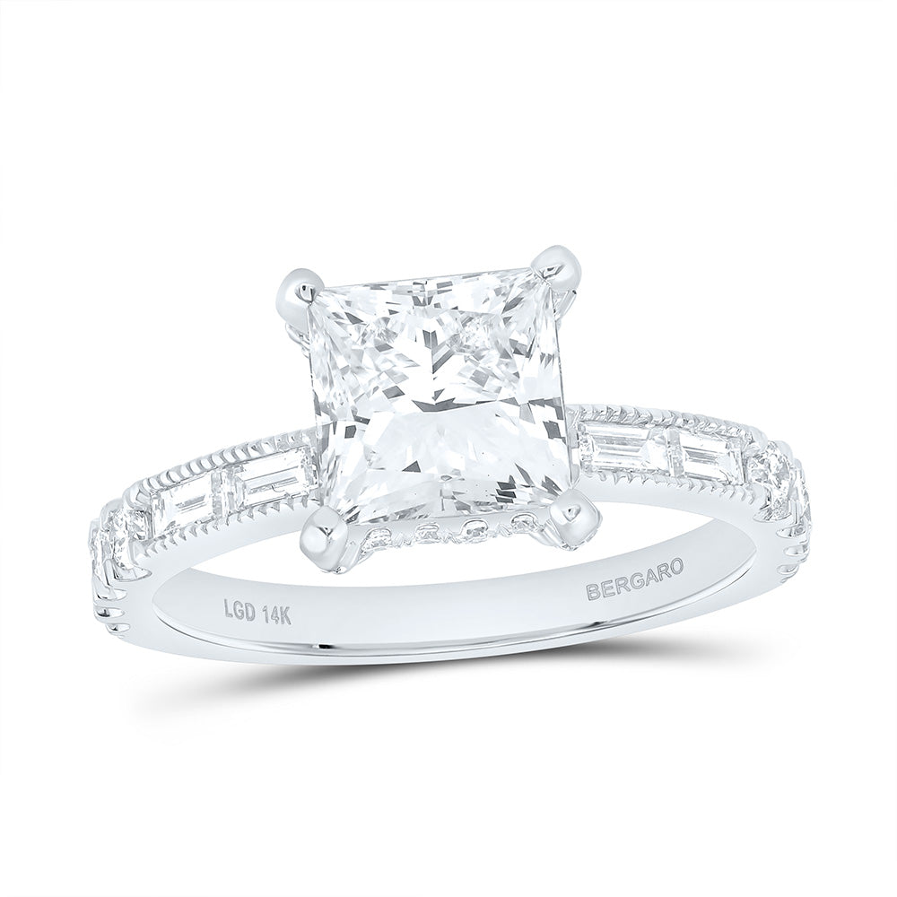 14K Yellow Or White Gold 2 3/4 Cttw Lab Grown Diamond 2 Cttw Center Princess Engagement Ring