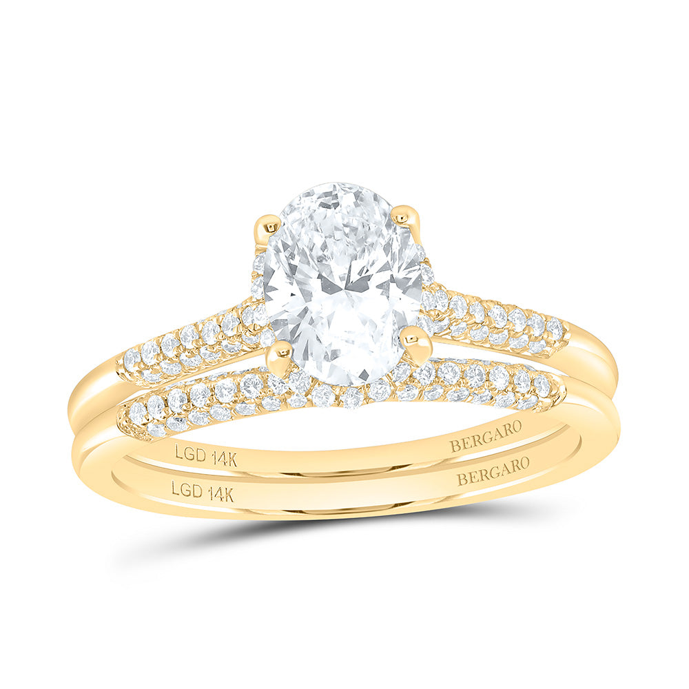 14K Yellow Or White Gold 1 1/3 Cttw Lab Grown Diamond 1 Cttw Center Oval Bridal Set