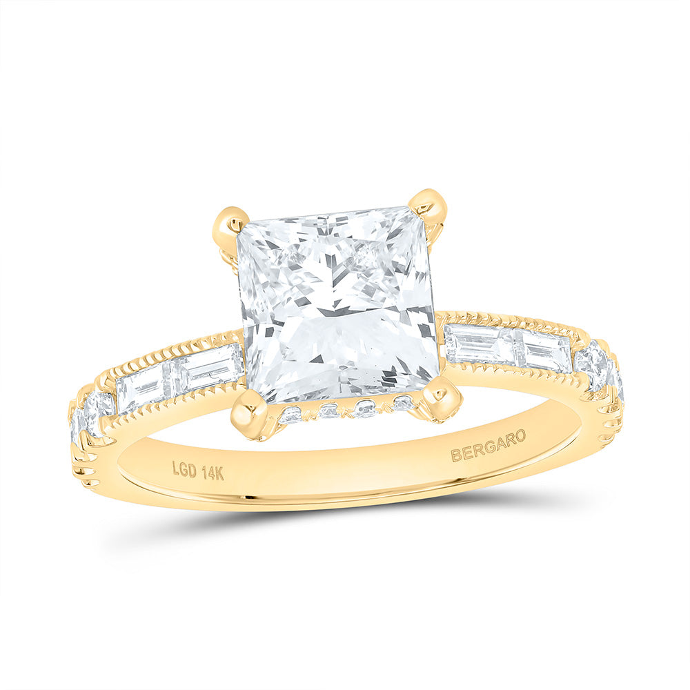 14K Yellow Or White Gold 2 3/4 Cttw Lab Grown Diamond 2 Cttw Center Princess Engagement Ring