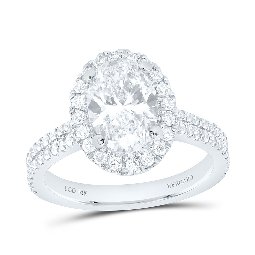 14K Yellow Or White Gold 2 5/8 Cttw Lab Grown Diamond 2 Cttw Center Oval Engagement Ring