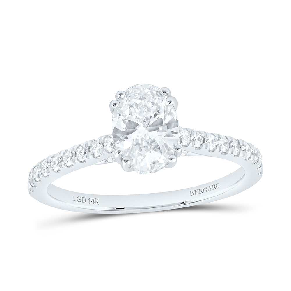 14K Yellow Or White Gold 1 1/3 Cttw Lab Grown Diamond 1 Cttw Center Oval Engagement Ring