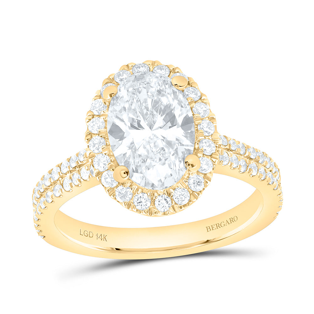 14K Yellow Or White Gold 2 5/8 Cttw Lab Grown Diamond 2 Cttw Center Oval Engagement Ring