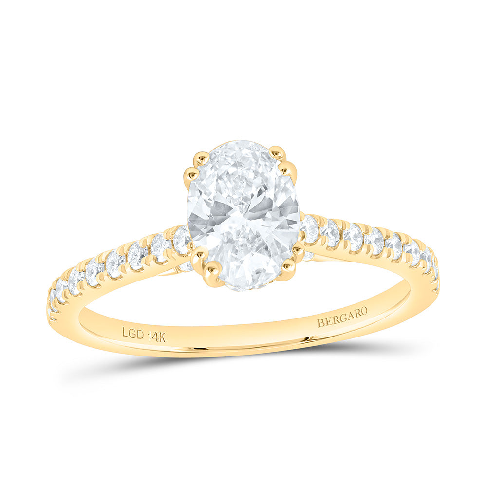 14K Yellow Or White Gold 1 1/3 Cttw Lab Grown Diamond 1 Cttw Center Oval Engagement Ring