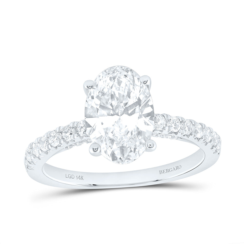 14K Yellow Or White Gold 2 1/2 Cttw Lab Grown Diamond 2 Cttw Center Oval Engagement Ring
