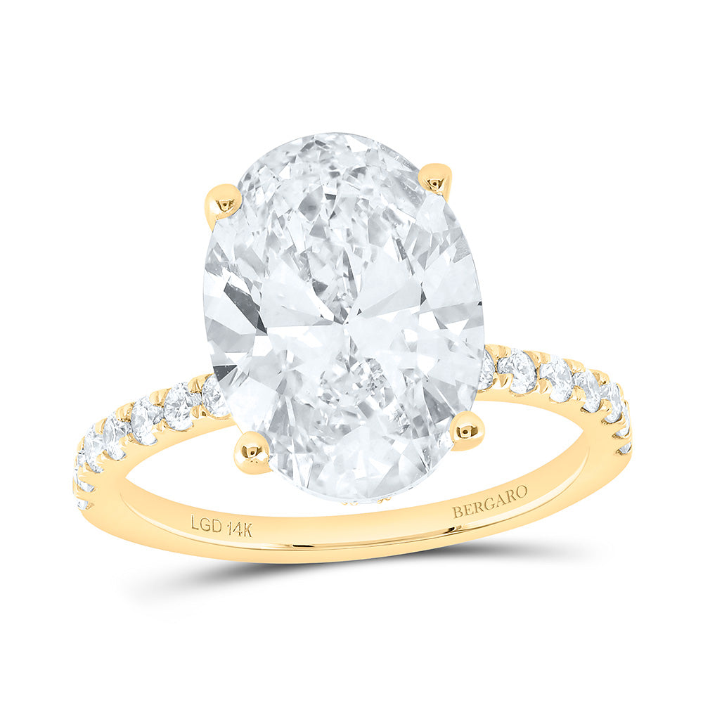 14K Yellow Or White Gold 5 1/2 Cttw Lab Grown Diamond 5 Cttw Center Oval Engagement Ring