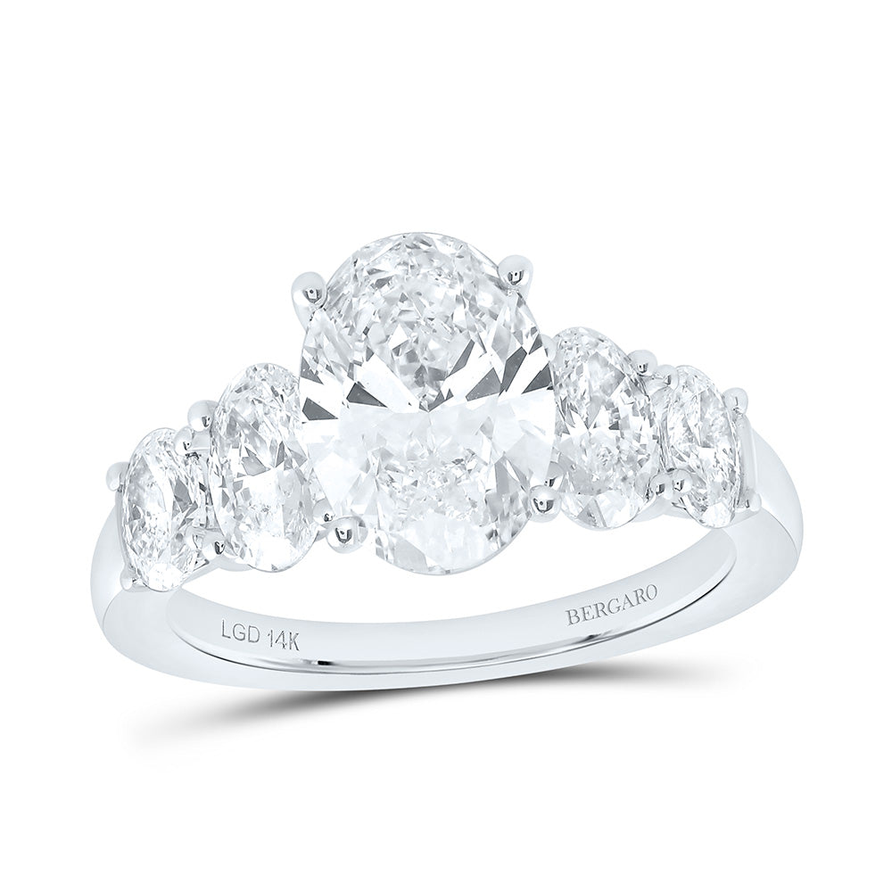 14K Yellow Or White Gold 3 5/8 Cttw Lab Grown Diamond 2 Cttw Center Oval Engagement Ring