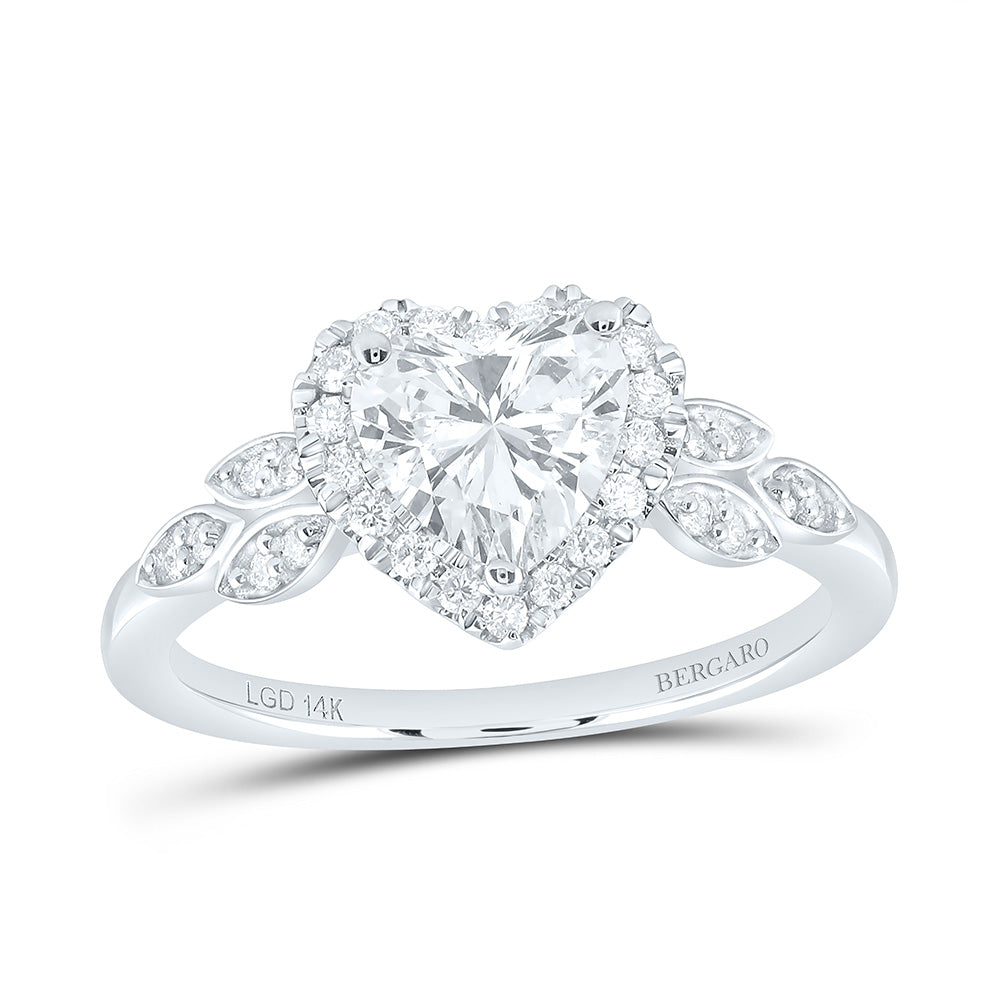 14K Yellow Or White Gold 1 1/3 Cttw Lab Grown Diamond 1 Cttw Center Heart Engagement Ring
