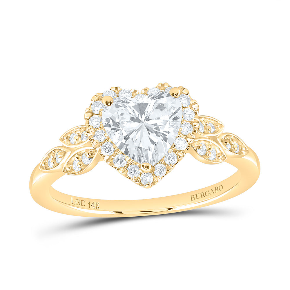 14K Yellow Or White Gold 1 1/3 Cttw Lab Grown Diamond 1 Cttw Center Heart Engagement Ring