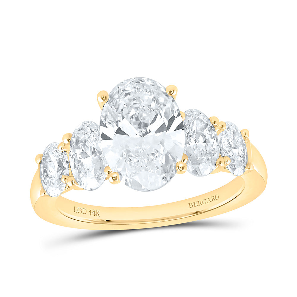 14K Yellow Or White Gold 3 5/8 Cttw Lab Grown Diamond 2 Cttw Center Oval Engagement Ring