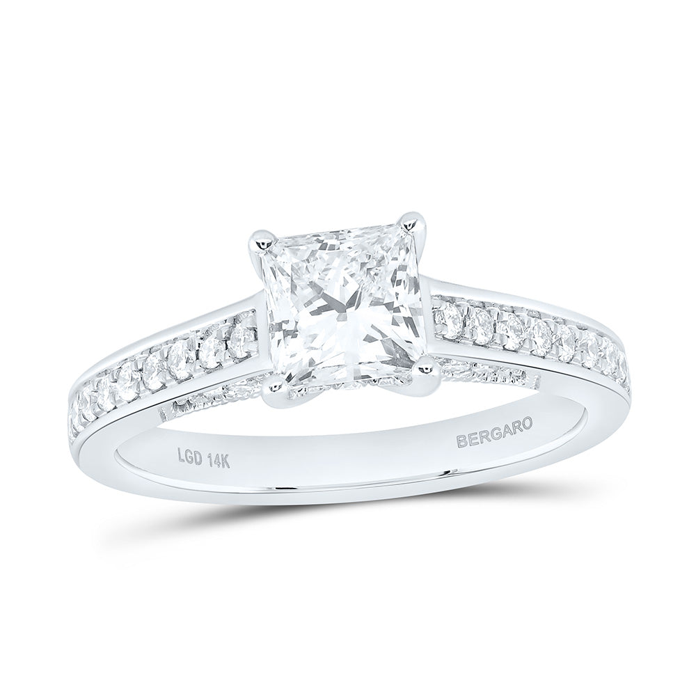 14K Yellow Or White Gold 1 1/3 Cttw Lab Grown Diamond 1 Cttw Center Princess Engagement Ring