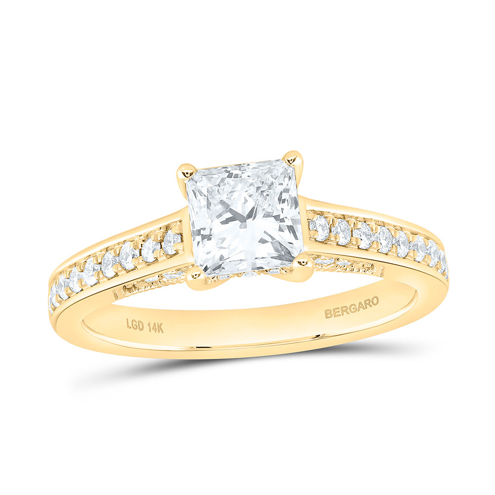 14K Yellow Or White Gold 1 1/3 Cttw Lab Grown Diamond 1 Cttw Center Princess Engagement Ring