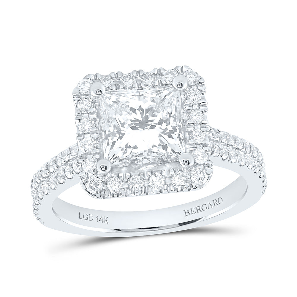 14K Yellow Or White Gold 2 5/8 Cttw Lab Grown Diamond 2 Cttw Center Princess Engagement Ring