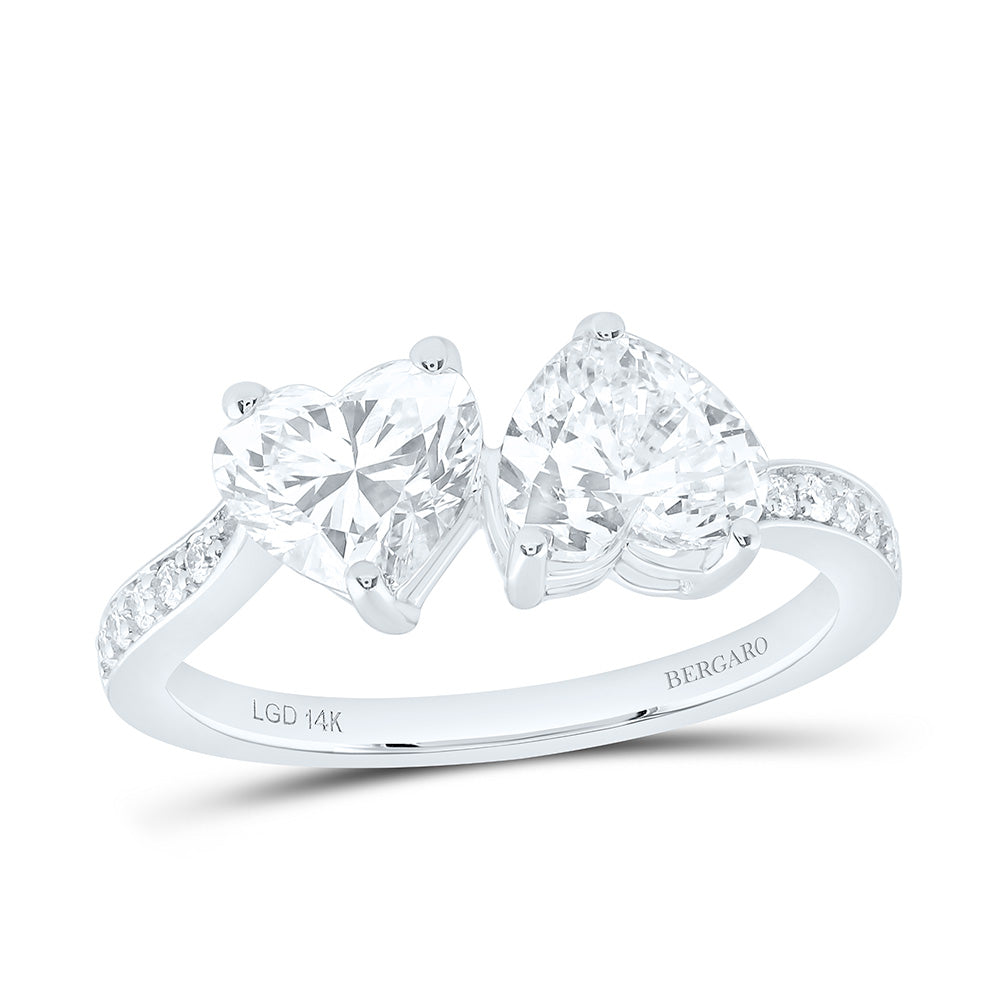 14K Yellow Or White Gold 2 Cttw Lab Grown Diamond 1 Cttw Center Heart Engagement Ring