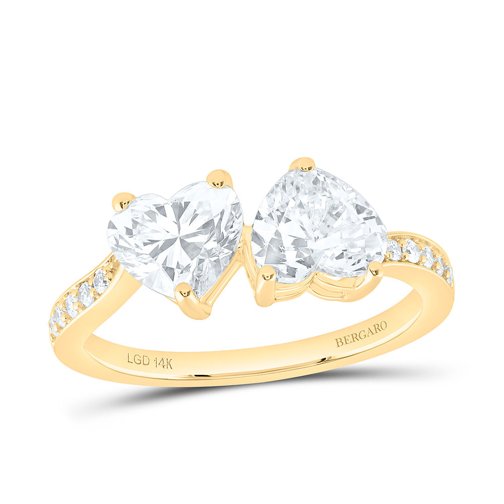 14K Yellow Or White Gold 2 Cttw Lab Grown Diamond 1 Cttw Center Heart Engagement Ring