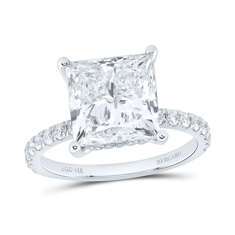 14K Yellow Or White Gold 5 1/2 Cttw Lab Grown Diamond 5 Cttw Center Princess Engagement Ring