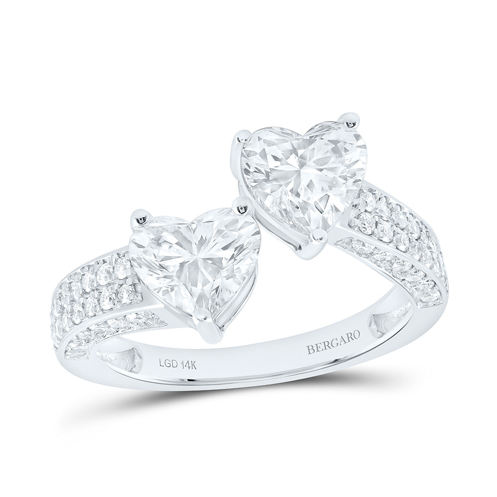 14K Yellow Or White Gold 2 3/8 Cttw Lab Grown Diamond Fashion Heart Ring