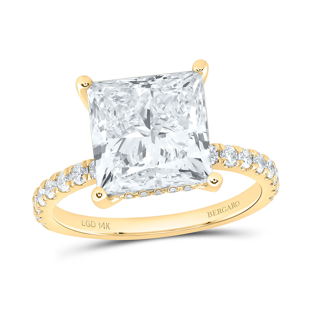 14K Yellow Or White Gold 5 1/2 Cttw Lab Grown Diamond 5 Cttw Center Princess Engagement Ring