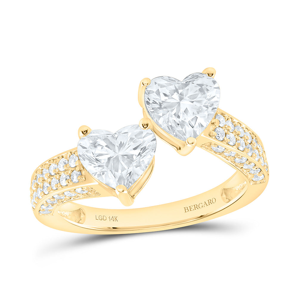 14K Yellow Or White Gold 2 3/8 Cttw Lab Grown Diamond Fashion Heart Ring