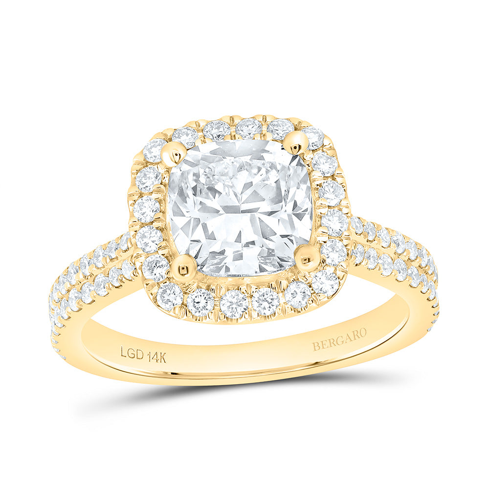 14K Yellow Or White Gold 2 3/4 Cttw Lab Grown Diamond 2 Cttw Center Cushion Engagement Ring