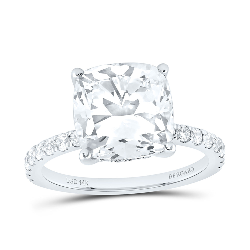 14K Yellow Or White Gold 5 1/2 Cttw Lab Grown Diamond 5 Cttw Center Cushion Engagement Ring