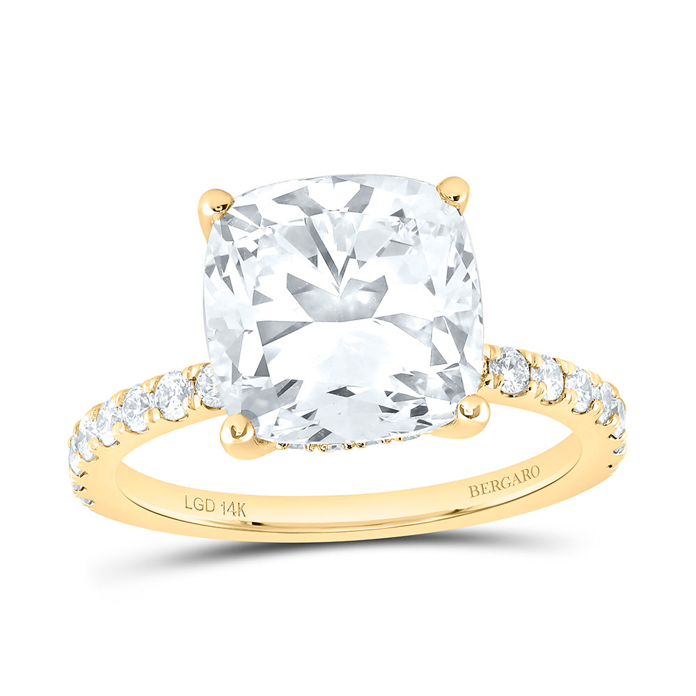 14K Yellow Or White Gold 5 1/2 Cttw Lab Grown Diamond 5 Cttw Center Cushion Engagement Ring