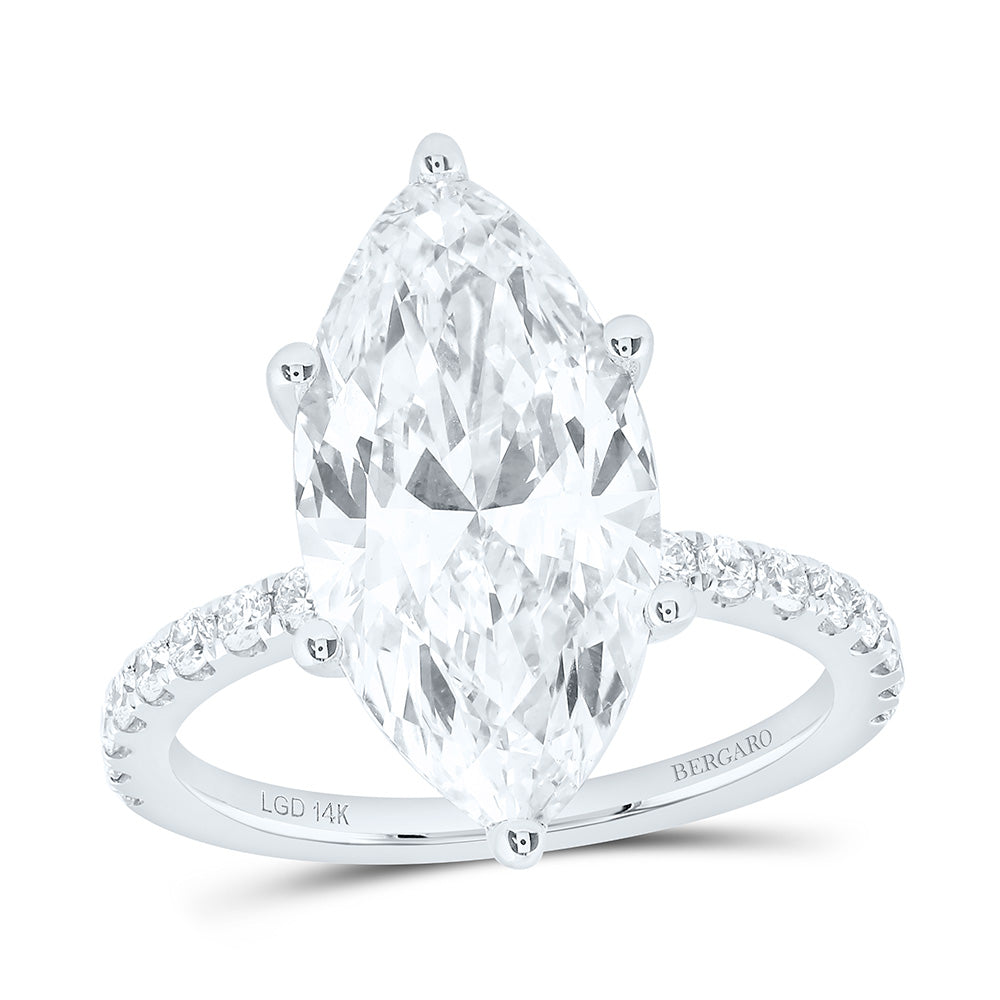 14K Yellow Or White Gold 5 1/2 Cttw Lab Grown Diamond 5 Cttw Center Marquise Engagement Ring