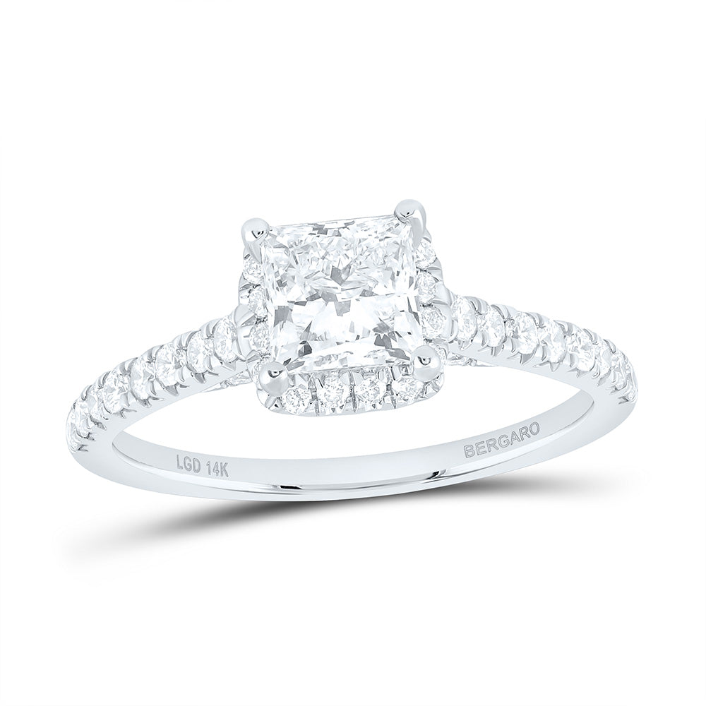 14K White Gold 1 1 /2 Cttw Lab Grown Diamond 1 Cttw Center Princess Square Engagement Ring