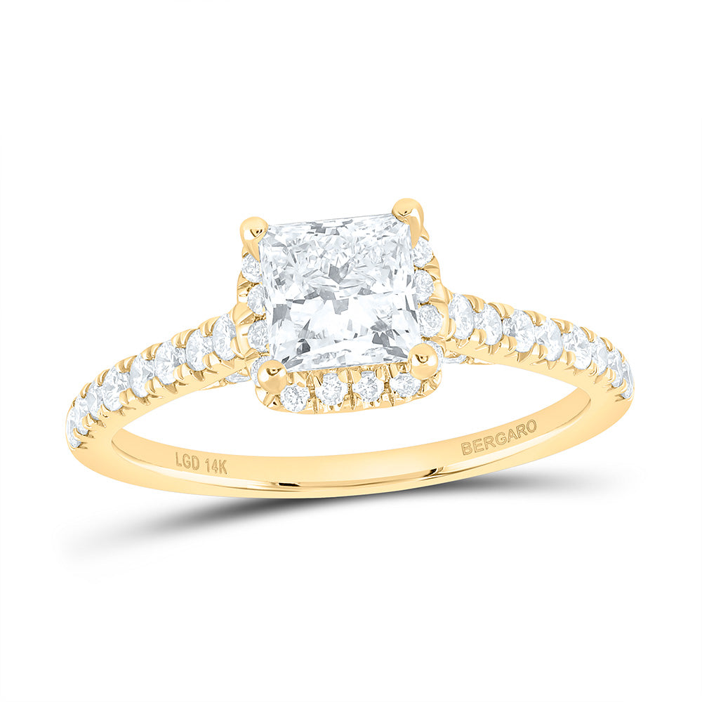 14K Yellow Or White Gold 1 1 /2 Cttw Lab Grown Diamond 1 Cttw Center Princess Cushion Engagement Ring