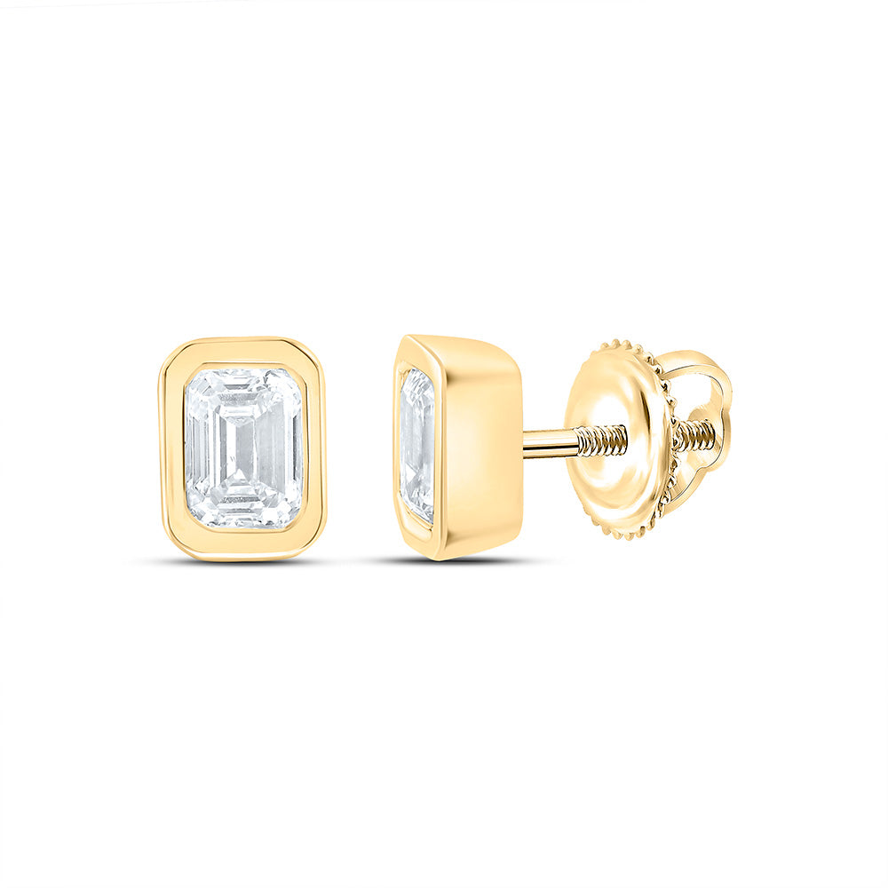 14K Yellow Or White Gold 1/2 Cttw Lab Grown Diamond Fashion Bezel Emerald Earring