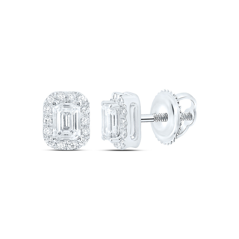 14K Yellow Or White Gold 5/8 Cttw Lab Grown Diamond Fashion Emerald Earring