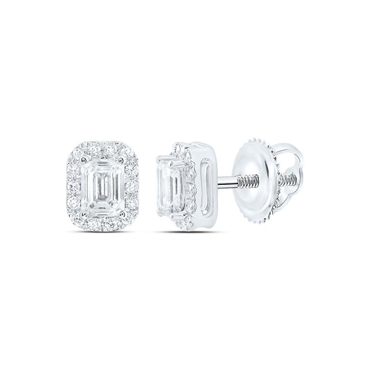 14K Yellow Or White Gold 5/8 Cttw Lab Grown Diamond Fashion Emerald Earring