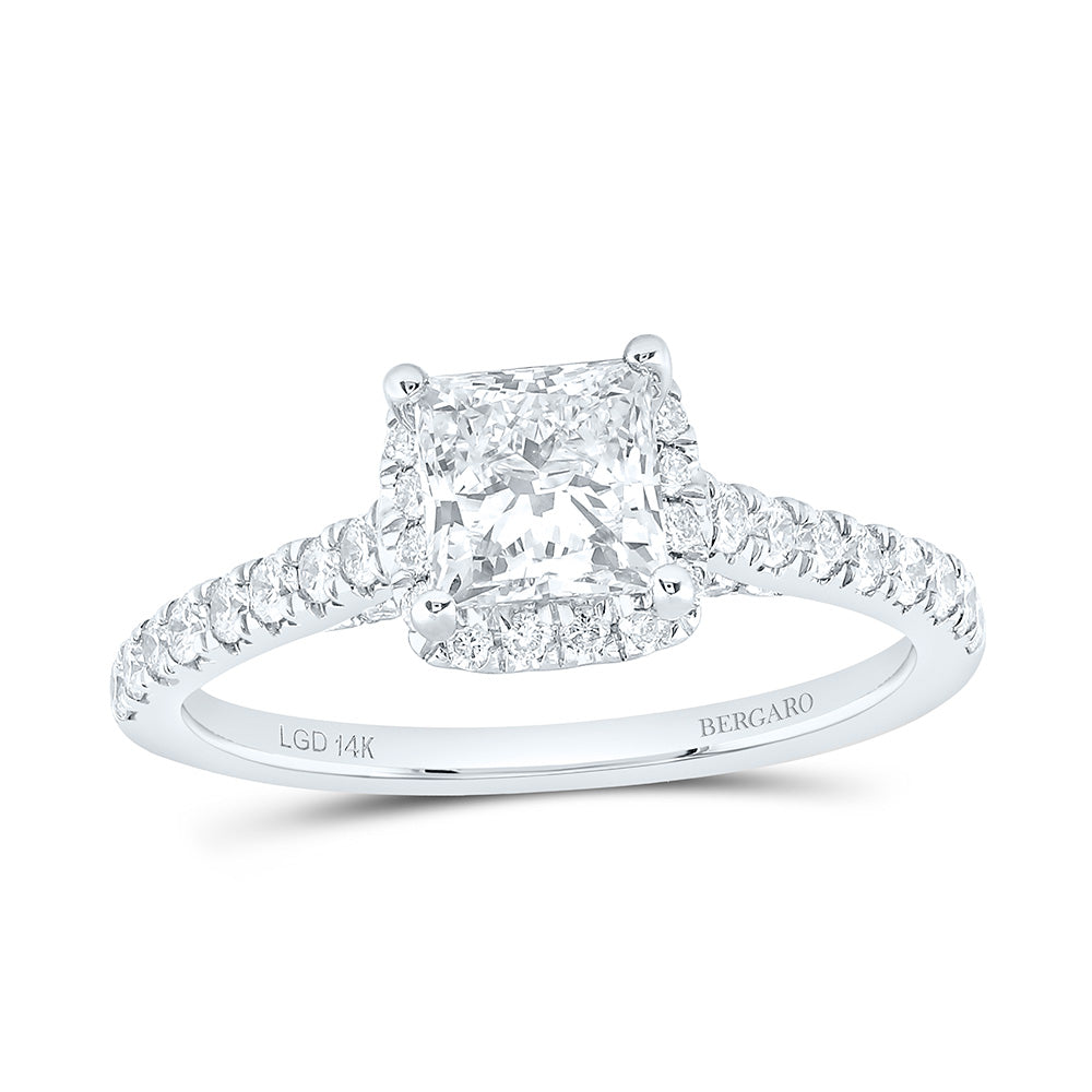 14K Yellow Or White Gold 1 1 /2 Cttw Lab Grown Diamond 1 Cttw Center Princess Cushion Engagement Ring