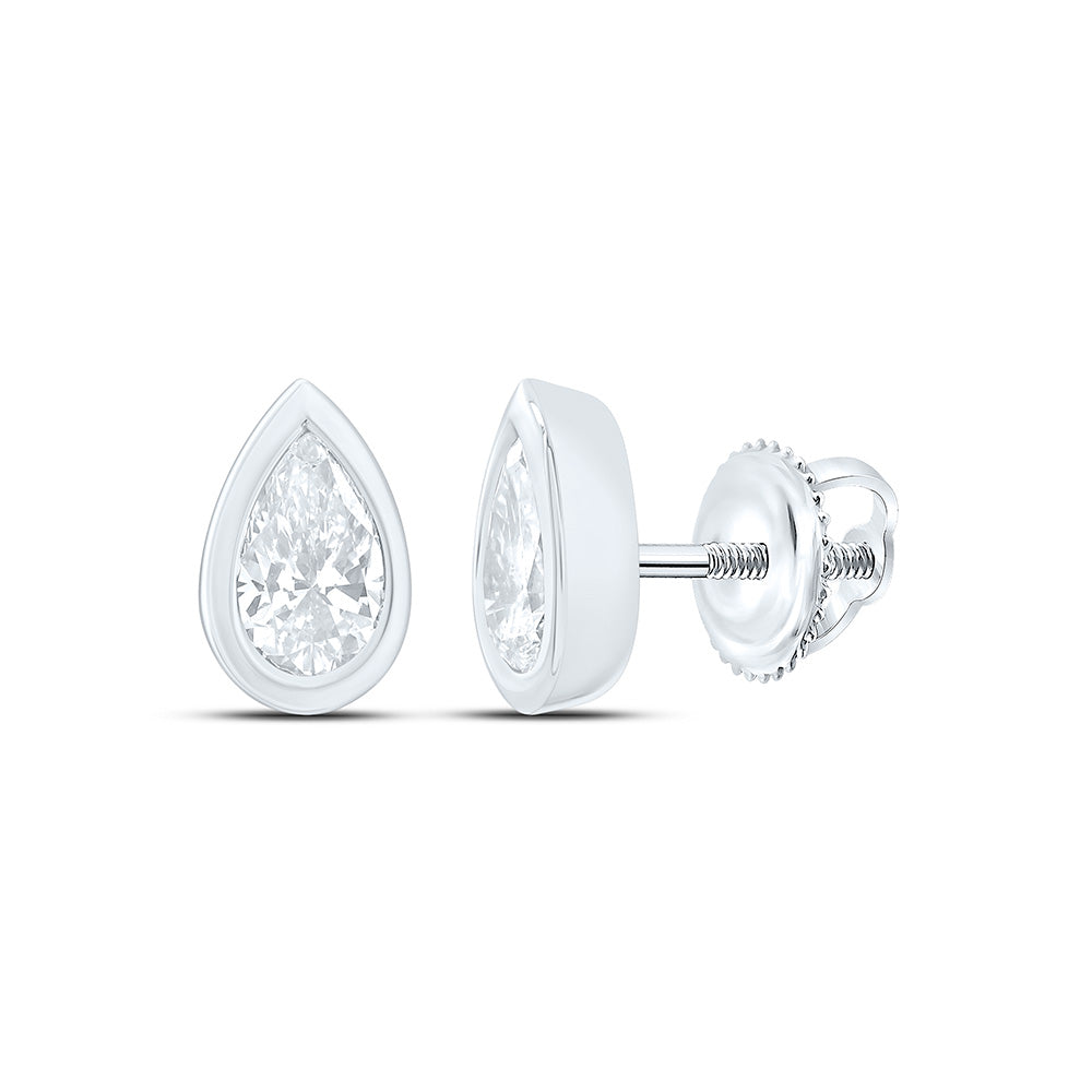 14K Yellow Or White Gold 1/2 Cttw Lab Grown Diamond Fashion Bezel Pear Earring