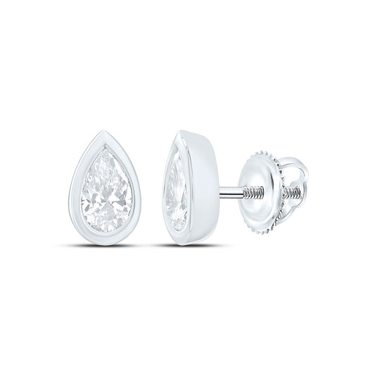 14K Yellow Or White Gold 1/2 Cttw Lab Grown Diamond Fashion Bezel Pear Earring
