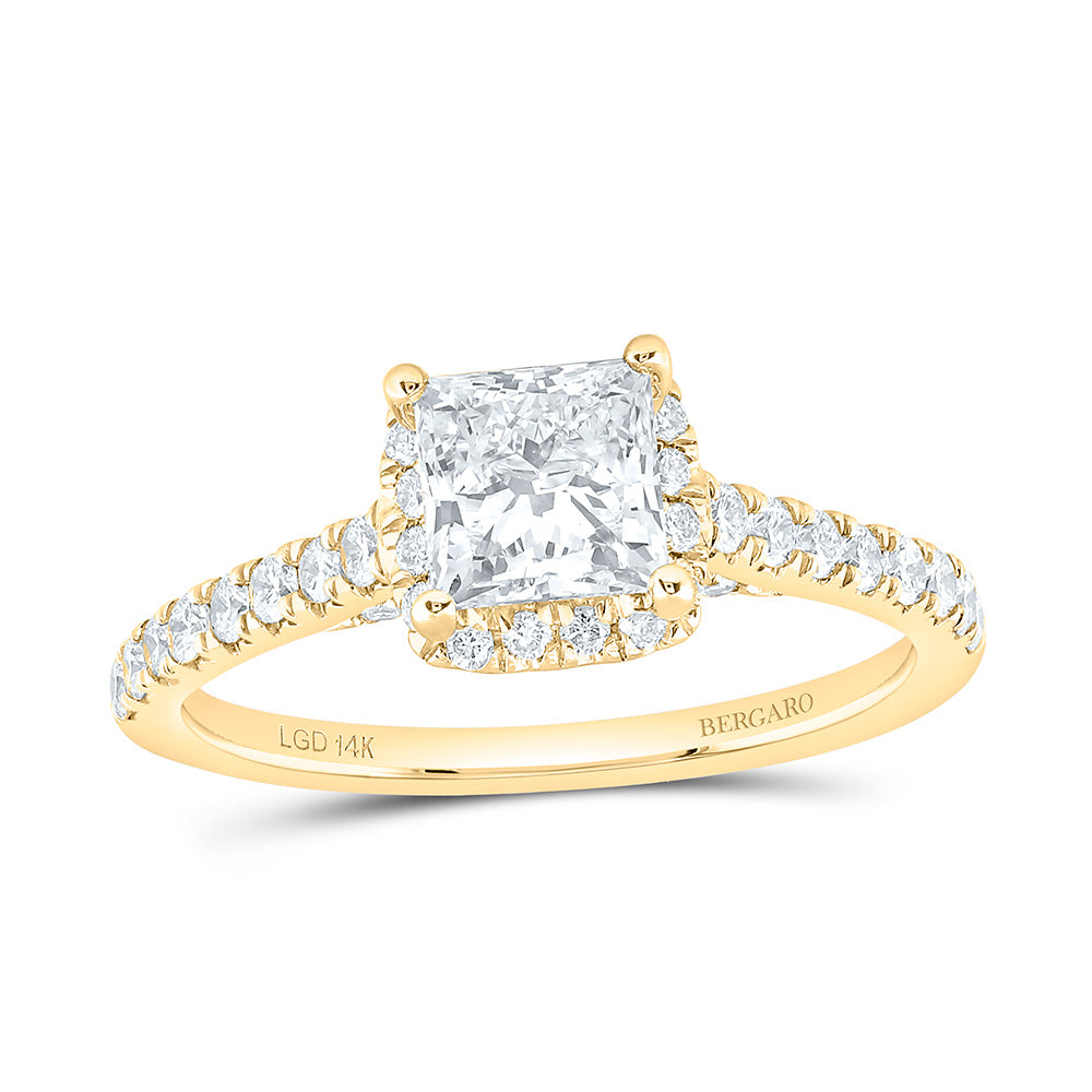 14K Yellow Or White Gold 1 1 /2 Cttw Lab Grown Diamond 1 Cttw Center Princess Cushion Engagement Ring