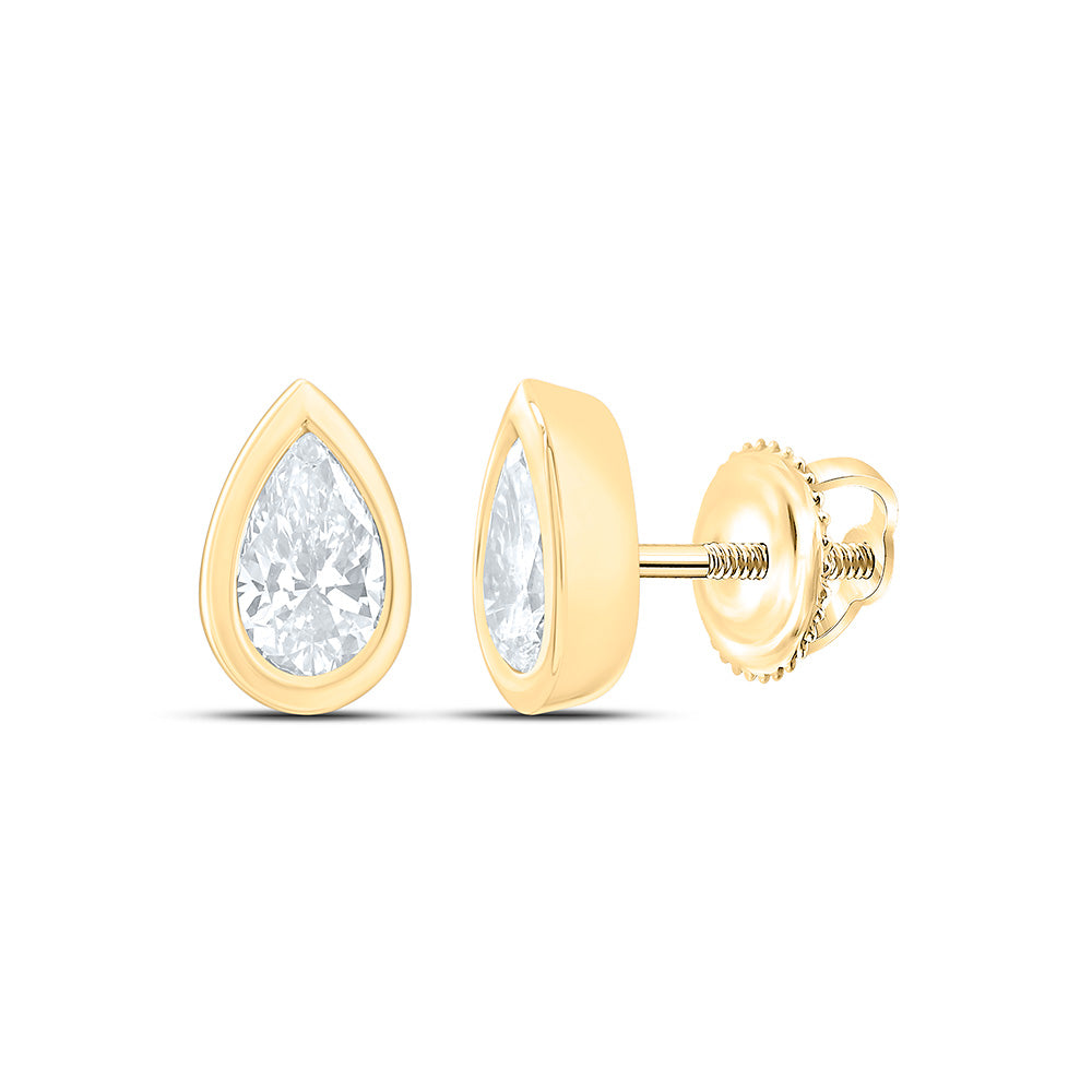 14K Yellow Or White Gold 1/2 Cttw Lab Grown Diamond Fashion Bezel Pear Earring