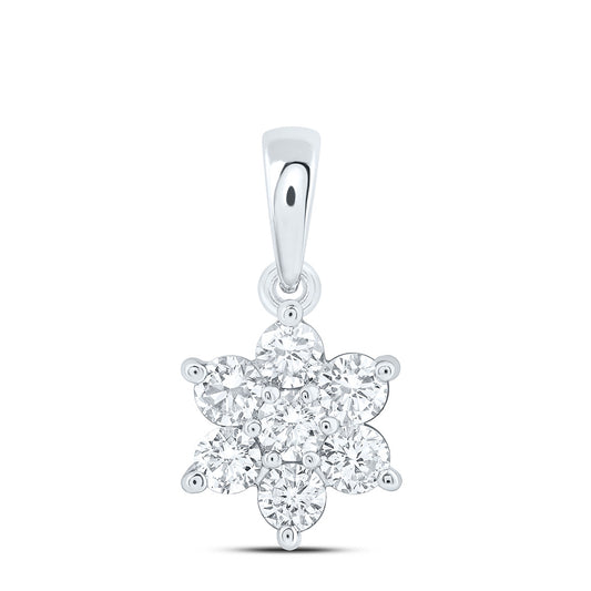 14K Yellow Or White Gold 3/8 Cttw Lab Grown Diamond Fashion Flower Pendant