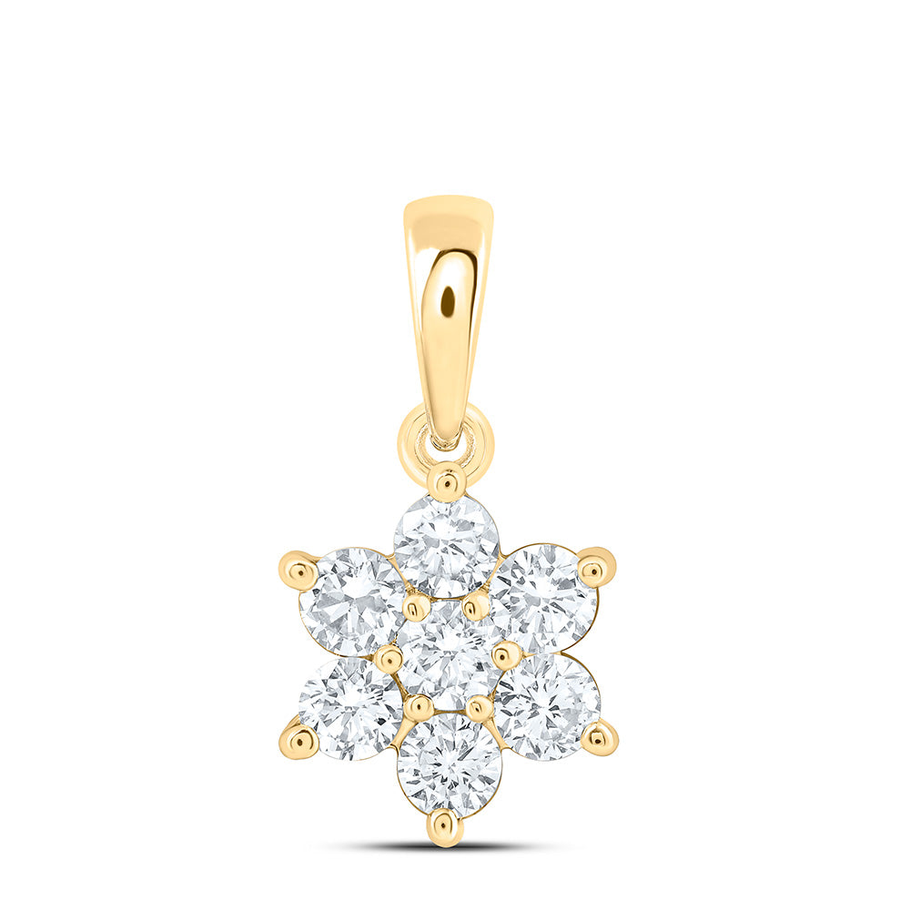 14K Yellow Or White Gold 3/8 Cttw Lab Grown Diamond Fashion Flower Pendant