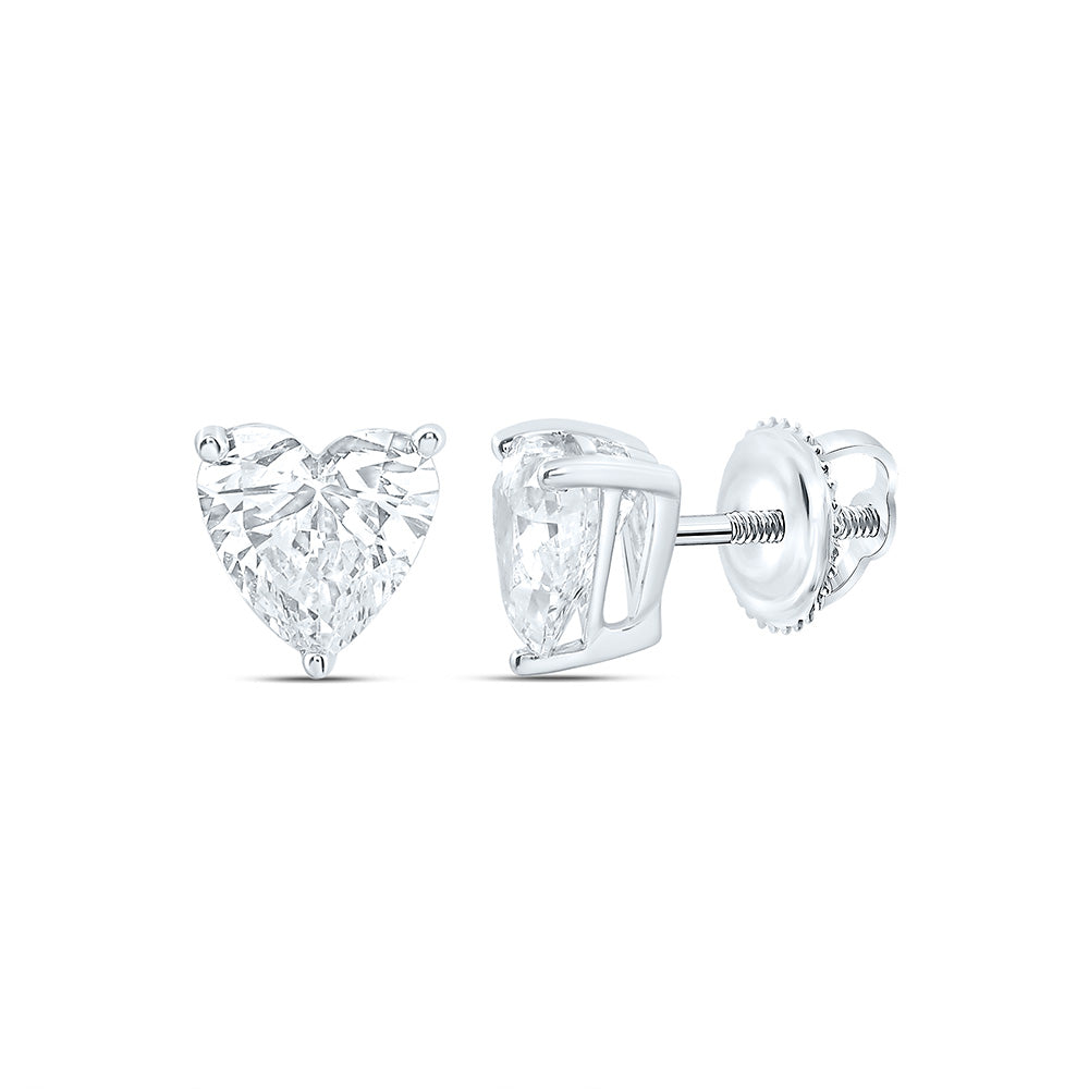 14K Yellow Or White Gold 1 Cttw Lab Grown Diamond Heart Solitaire Earring