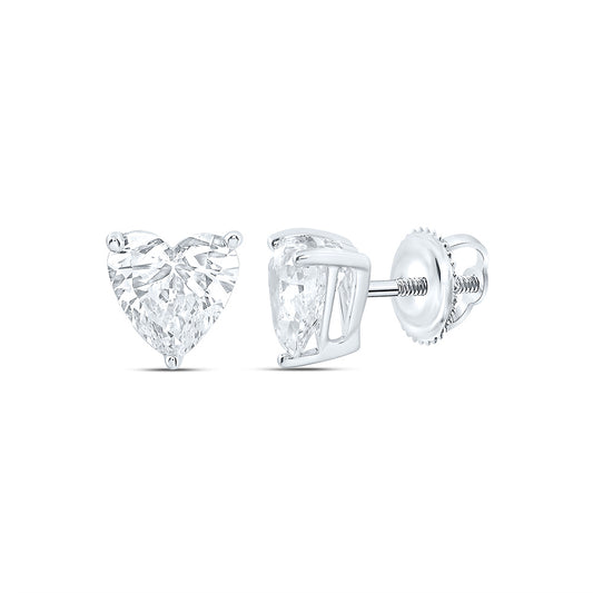 14K Yellow Or White Gold 1 Cttw Lab Grown Diamond Heart Solitaire Earring