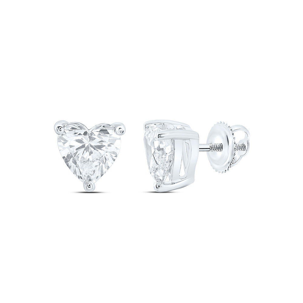 14K Yellow Or White Gold 1 1/2 Cttw Lab Grown Diamond Fashion Heart Earring